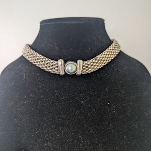 Elegant Silver Mesh Choker Necklace